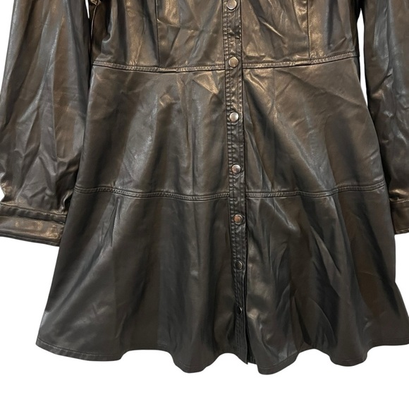 Jason Wu Collective Black Vegan Leather Button Front Long Sleeve Dress US 12 - Picture 7 of 12